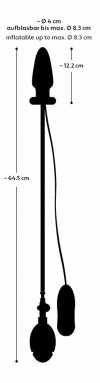 Черная надувная анальная пробка Inflatable Vibrating Butt Plug - 12,2 см. фото 4 — pink-kiss