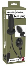 Черная надувная анальная пробка Inflatable Vibrating Butt Plug - 12,2 см. фото 5 — pink-kiss