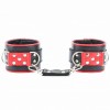Широкие черные наручники с красным декором фото 2 — pink-kiss