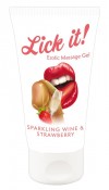 Лубрикант на водной основе Lick it! Sparkling Wine and Strawberry с ароматом клубники и шампанского - 50 мл. фото 1 — pink-kiss