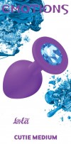 Средняя фиолетовая анальная пробка Emotions Cutie Medium с голубым кристаллом - 8,5 см. фото 3 — pink-kiss