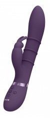 Фиолетовый вибромассажер-кролик с 3 стимулирующими кольцами Sora - 24,2 см. фото 1 — pink-kiss