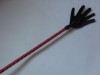 Длинный плетённый стек с наконечником-ладошкой и красной рукоятью - 85 см. фото 1 — pink-kiss
