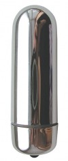 Серебристая гладкая пуля с вибрацией - 6,4 см. фото 1 — pink-kiss