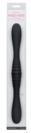 Черный двойной вибромассажер 2FER Dual Massager - 36 см. фото 2 — pink-kiss