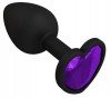 Черная силиконовая пробка с фиолетовым кристаллом - 7,3 см. фото 1 — pink-kiss