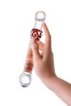 Стеклянный стимулятор с ручкой-шаром и цветными пупырышками - 22 см. фото 2 — pink-kiss
