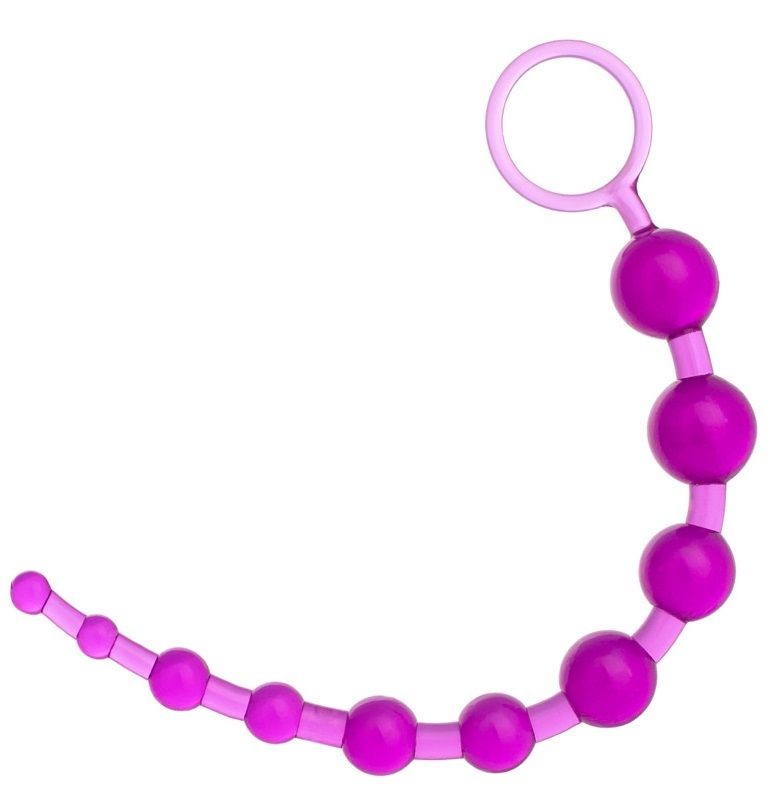 Фиолетовая анальная цепочка с кольцом - 25 см. фото 1 — pink-kiss