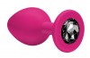 Малая розовая анальная пробка Emotions Cutie Small с чёрным кристаллом - 7,5 см. фото 2 — pink-kiss