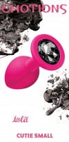 Малая розовая анальная пробка Emotions Cutie Small с чёрным кристаллом - 7,5 см. фото 3 — pink-kiss