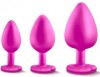 Набор розовых анальных пробок с прозрачным кристаллом-сердечком Bling Plugs Training Kit фото 3 — pink-kiss