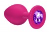 Малая розовая анальная пробка Emotions Cutie Small с фиолетовым кристаллом - 7,5 см. фото 2 — pink-kiss