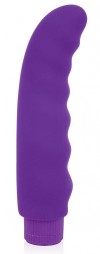 Фиолетовый изогнутый ребристый вибромассажер - 15 см. фото 1 — pink-kiss