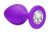 Малая фиолетовая анальная пробка Emotions Cutie Small с прозрачным кристаллом - 7,5 см. фото 2 — pink-kiss