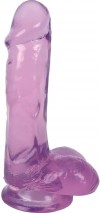 Фиолетовый гелевый фаллоимитатор Slim Stick with Balls - 15,2 см. фото 1 — pink-kiss