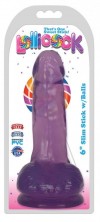 Фиолетовый гелевый фаллоимитатор Slim Stick with Balls - 15,2 см. фото 2 — pink-kiss