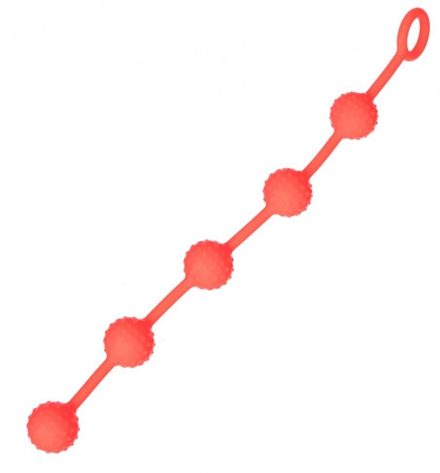 Красная анальная цепочка с кольцом - 30 см. фото 1 — pink-kiss