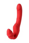 Красный безремневой страпон с вибрацией фото 2 — pink-kiss