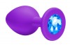 Малая фиолетовая анальная пробка Emotions Cutie Small с голубым кристаллом - 7,5 см. фото 2 — pink-kiss