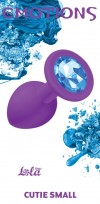 Малая фиолетовая анальная пробка Emotions Cutie Small с голубым кристаллом - 7,5 см. фото 3 — pink-kiss
