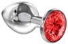 Большая серебристая анальная пробка Diamond Red Sparkle Large с красным кристаллом - 8 см. фото 1 — pink-kiss