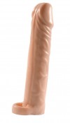 Телесная насадка-удлинитель Extension sleeve с подхватом - 17 см. фото 1 — pink-kiss