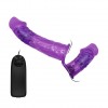 Женский фиолетовый страпон с вагинальной вибропробкой Ultra - 17,5 см. фото 2 — pink-kiss