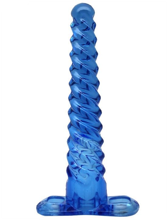 Синий спиралевидный анальный конус - 17 см. фото 1 — pink-kiss