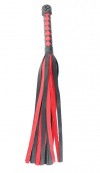 Черно-красная плеть с плетеной ромбовидной ручкой - 58 см. фото 3 — pink-kiss