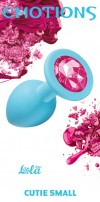 Малая голубая анальная пробка Emotions Cutie Small с розовым кристаллом - 7,5 см. фото 3 — pink-kiss