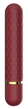 Бордовый мини-вибратор Lizzy с ромбовидным рельефом - 12,7 см. фото 1 — pink-kiss