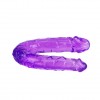 Двухголовый  фиолетовый фаллоимитатор - 29,8 см. фото 3 — pink-kiss