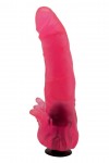 Розовая насадка для страпона с клиторальными лепестками - 18,5 см. фото 2 — pink-kiss