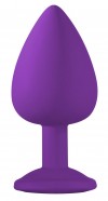 Большая фиолетовая анальная пробка Emotions Cutie Large с прозрачным кристаллом - 10 см. фото 1 — pink-kiss