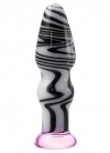 Белая анальная пробка из стекла с чёрными полосами - 12,5 см. фото 1 — pink-kiss