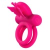Розовое эрекционное виброкольцо Silicone Rechargeable Dual Butterfly Ring фото 1 — pink-kiss
