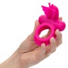 Розовое эрекционное виброкольцо Silicone Rechargeable Dual Butterfly Ring фото 4 — pink-kiss