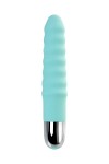 Мятный рельефный вибратор с клиторальной стимуляцией Flax - 17,5 см. фото 5 — pink-kiss