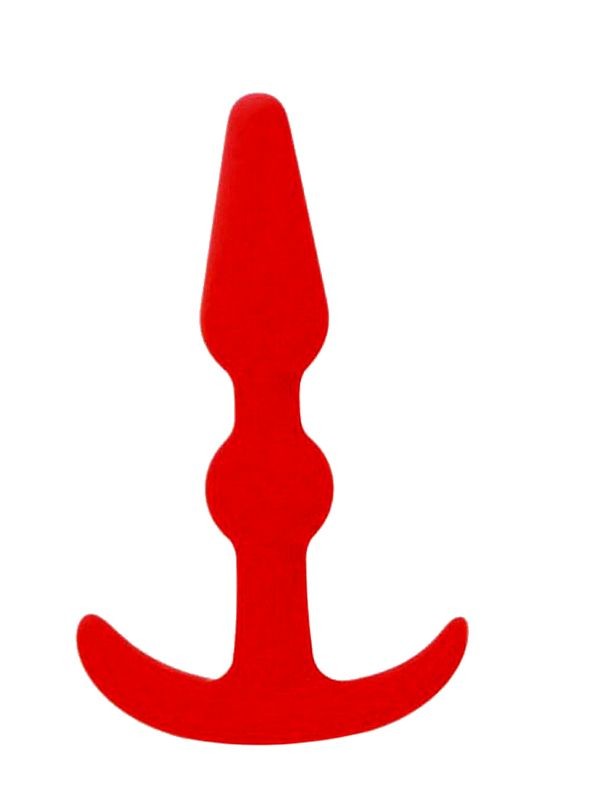 Красная анальная втулка T-SHAPE SILICONE BUTT PLUG RED - 8,9 см. фото 1 — pink-kiss