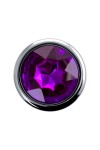 Серебристая анальная пробка с фиолетовым кристаллом - 9,5 см. фото 4 — pink-kiss