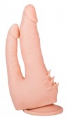 Двойной фаллоимитатор с шипами для массажа клитора - 17 см. фото 1 — pink-kiss