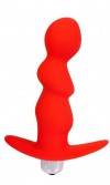 Красный рельефный вибромассажер с ограничителем - 9,5 см. фото 1 — pink-kiss