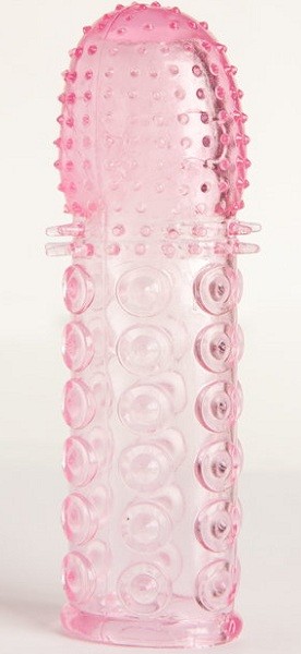Гелевая розовая насадка с рельефом - 13,5 см. фото 1 — pink-kiss