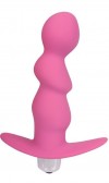 Розовый рельефный вибромассажер с ограничителем - 9,5 см. фото 1 — pink-kiss