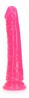 Розовый люминесцентный фаллоимитатор на присоске - 17,5 см. фото 1 — pink-kiss