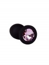 Чёрная анальная втулка с розовым кристаллом - 7,3 см. фото 5 — pink-kiss