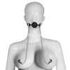 Серебристо-черный кляп с зажимами на соски Breathable Ball Gag With Nipple Clamp фото 4 — pink-kiss