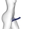 Синий безремневой страпон Multi Orgasm Size S с клиторальной стимуляцией фото 3 — pink-kiss