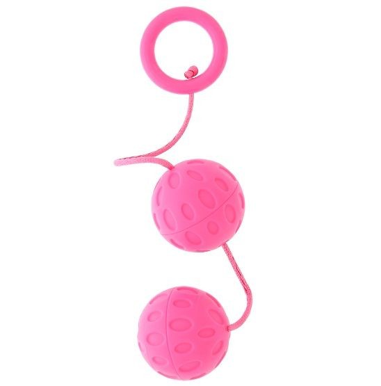 Розовые вагинальные шарики с рельефом GOOD VIBES ROTO BALLS фото 1 — pink-kiss