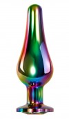 Радужная анальная пробка Rainbow Metal Plug Small - 9,4 см. фото 1 — pink-kiss
